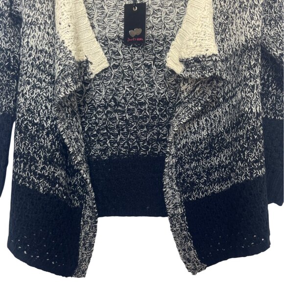 Poof! Girl Open Front Cardigan Sweater Girls Small Black Tan New Ombre - Picture 4 of 8